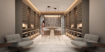 Wine cellar with an elegant tasting area.